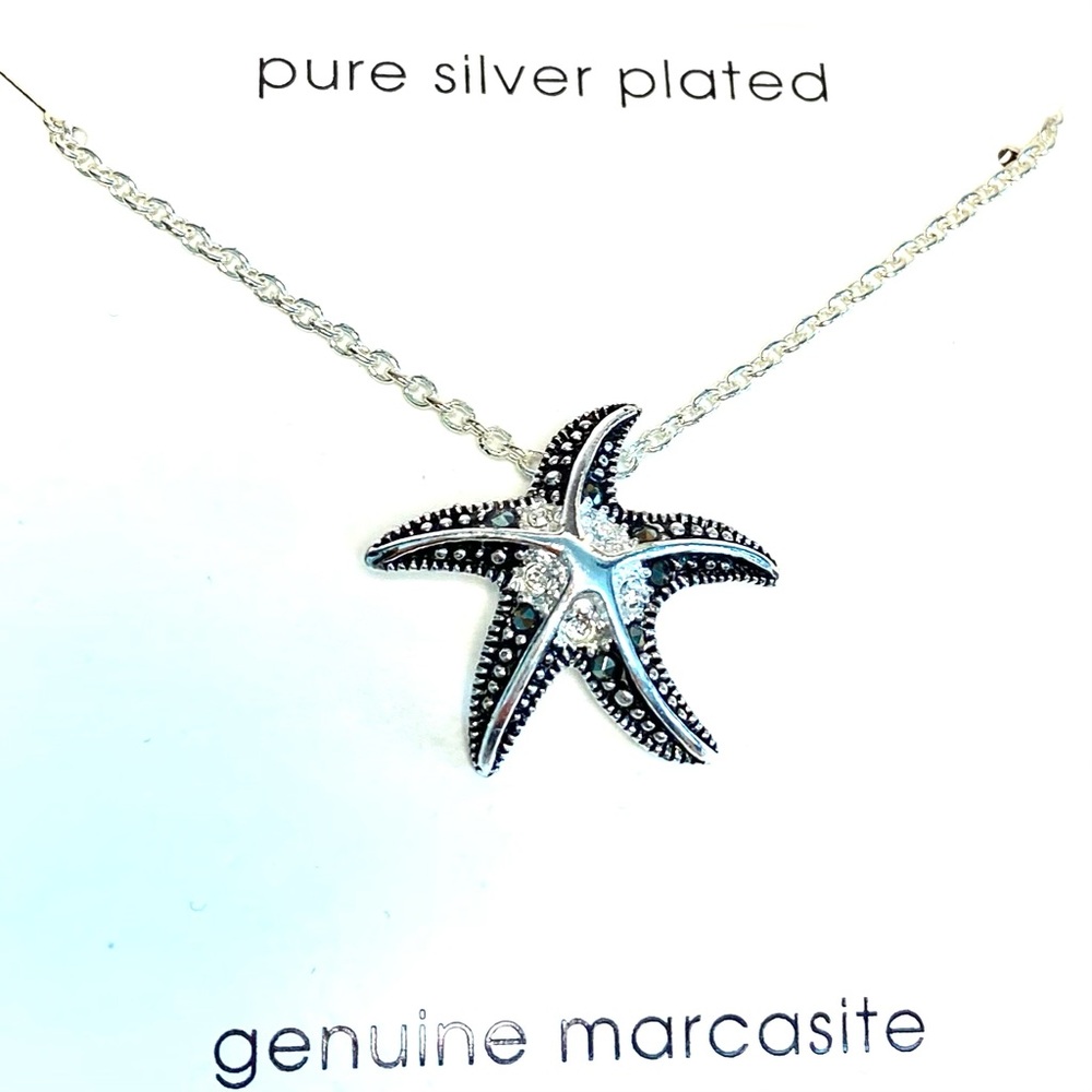 Swarovski Crystal Marcasite Starfish Necklace 18” Chain